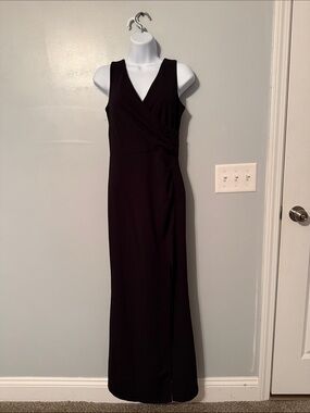 Woosea Sleeveless Black V-Neck Wrap Evening Dress